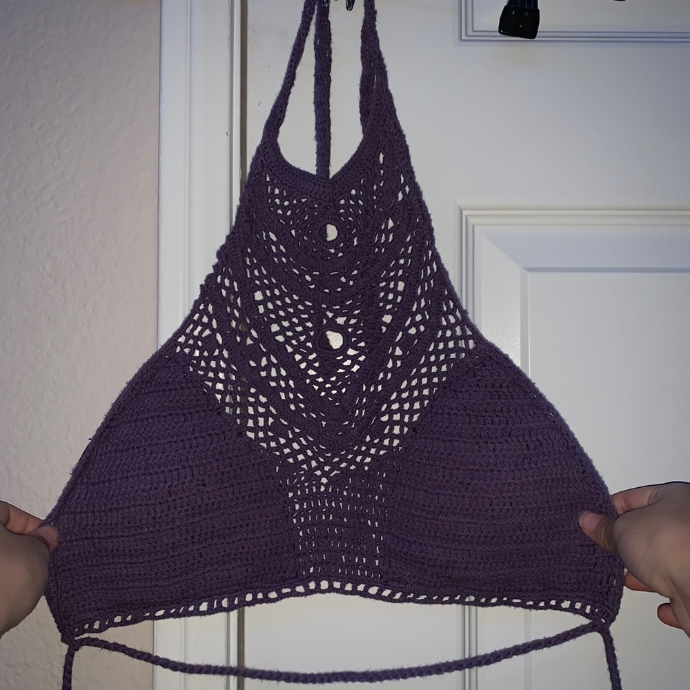 Dark pastel purple Lisa Maree crochet top💜
